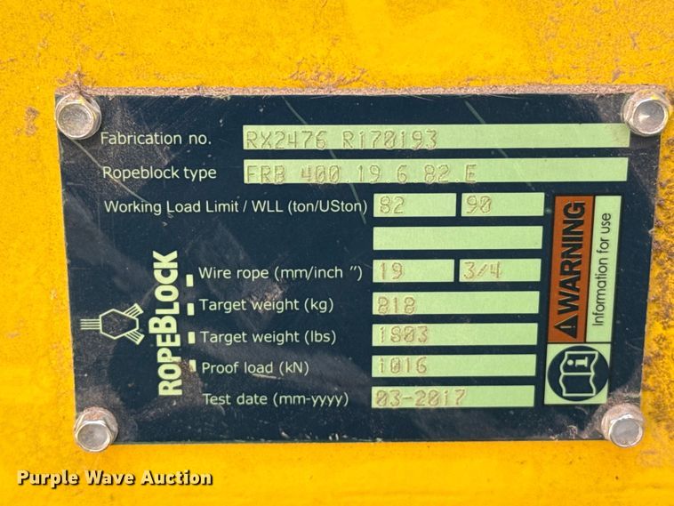 image for item EW4710 RopeBlock FRB-400-19-6-82-E crane block