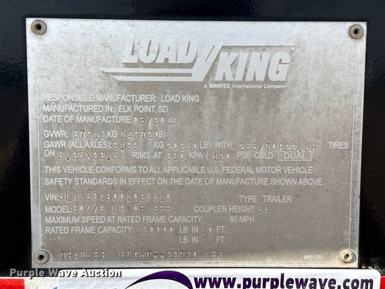image for item GP9661 2013 Load King 604/6-LR-OF-SFF flatbed trailer