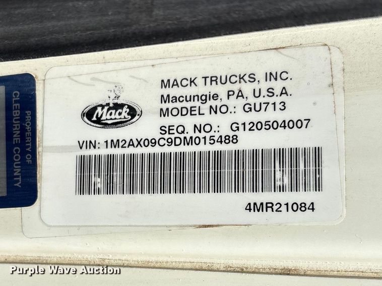 image for item GP9702 2013 Mack GU713 dump truck
