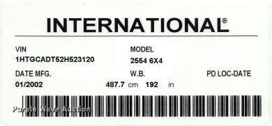 image for item DS6827 2002 International 2554 dump truck