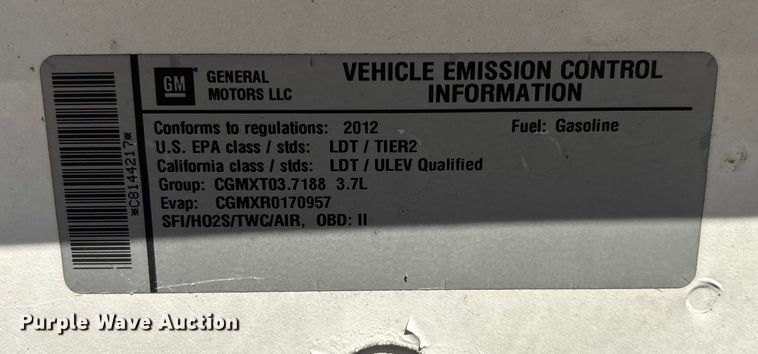 image for item DU0350 2012 Chevrolet Colorado Ext. Cab pickup truck