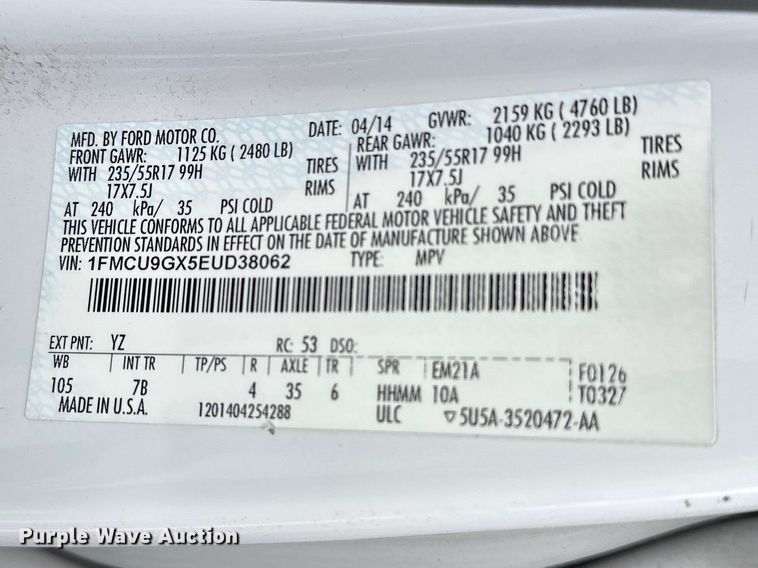 image for item EA4927 2014 Ford Escape SUV