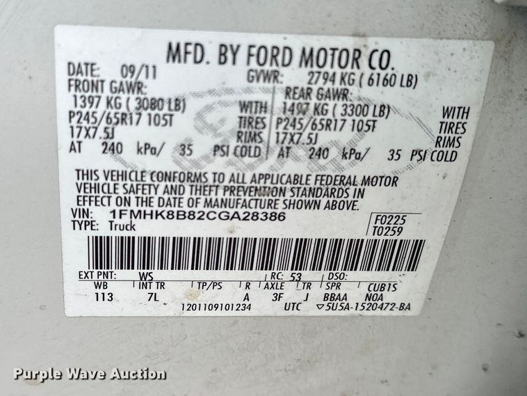 image for item EA4929 2012 Ford Explorer SUV