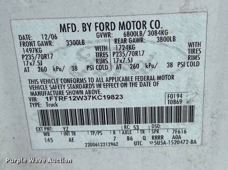 image for item EA4936 2007 Ford F150 pickup truck