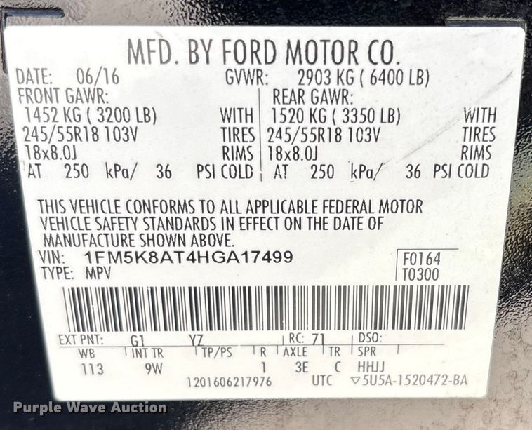 image for item EC8348 2017 Ford Explorer Police Interceptor SUV