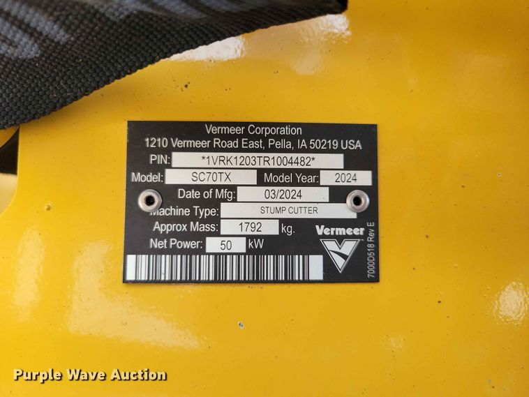 image for item EE1052 2024 Vermeer SC70TX stump grinder