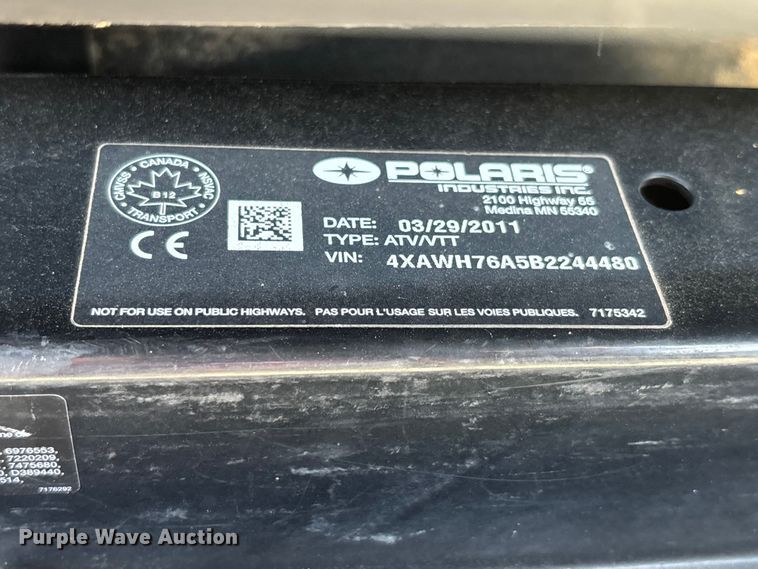image for item EJ7825 2011 Polaris Ranger Crew 800 utility vehicle