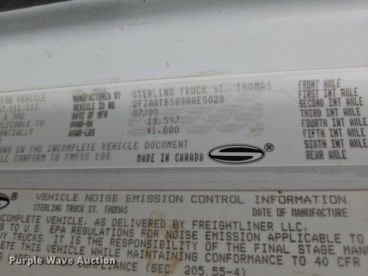 image for item EO7328 2009 Sterling L7500 sewer jetter truck
