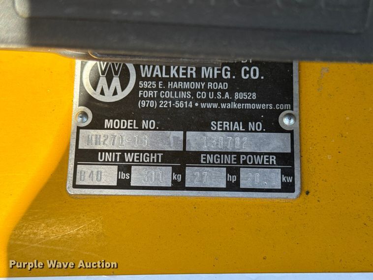 image for item ER0499 2016 Walker H27i ZTR lawn mower