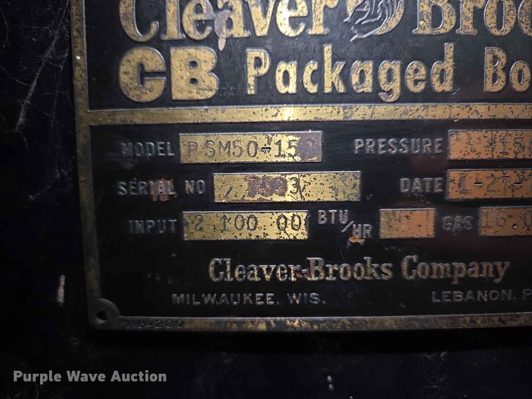 image for item ER1631 1975 Cleaver Brooks PSM50-150 boiler