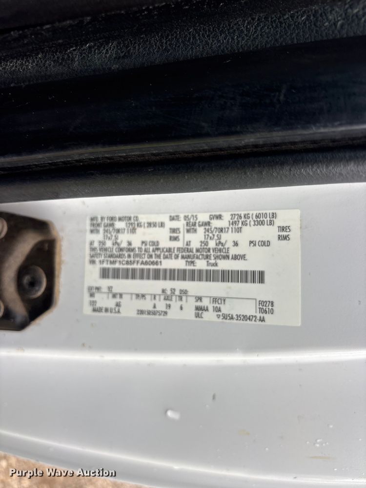 image for item ET2108 2015 Ford F150 XL pickup truck