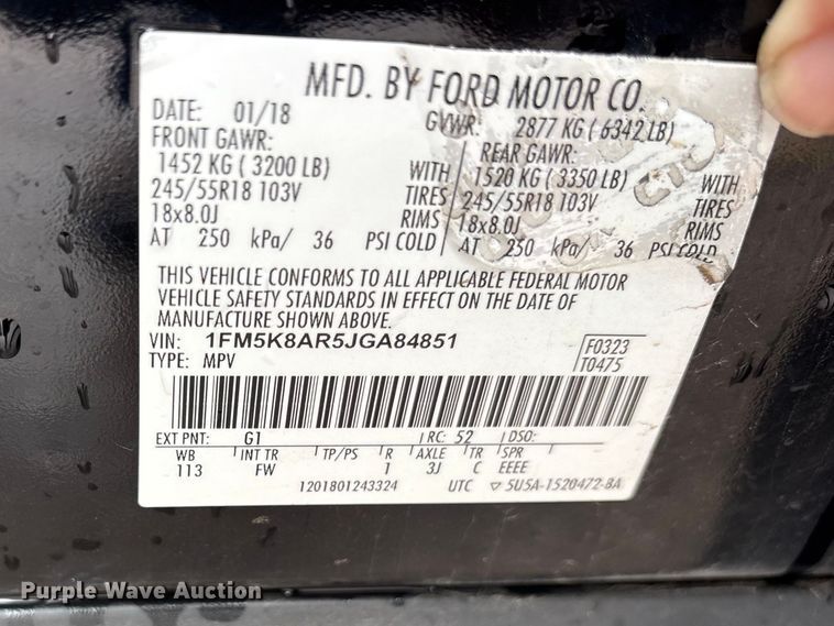 image for item ET2145 2018 Ford Explorer Police SUV