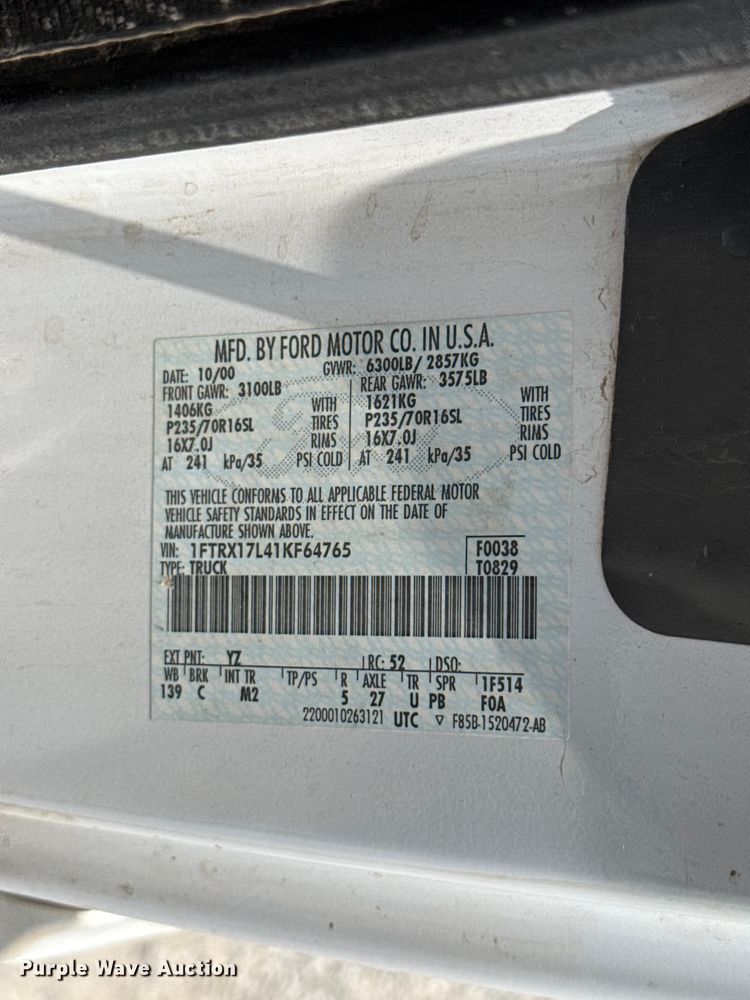 image for item ET6212 2001 Ford F150 Ext. Cab pickup truck