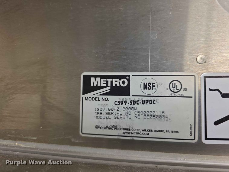 image for item EV2209 2006 Metro C599SDCCUPDC  food warmer