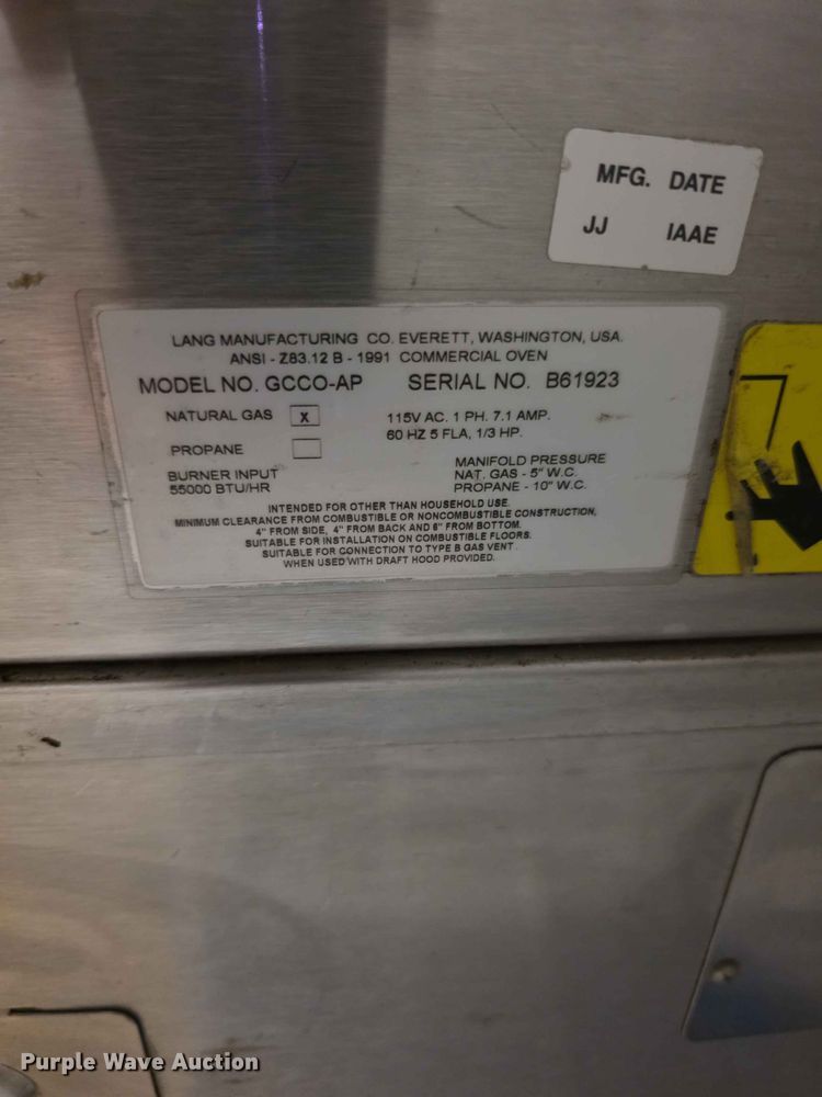 image for item EV2223 (2)Lang GCCOAP ovens