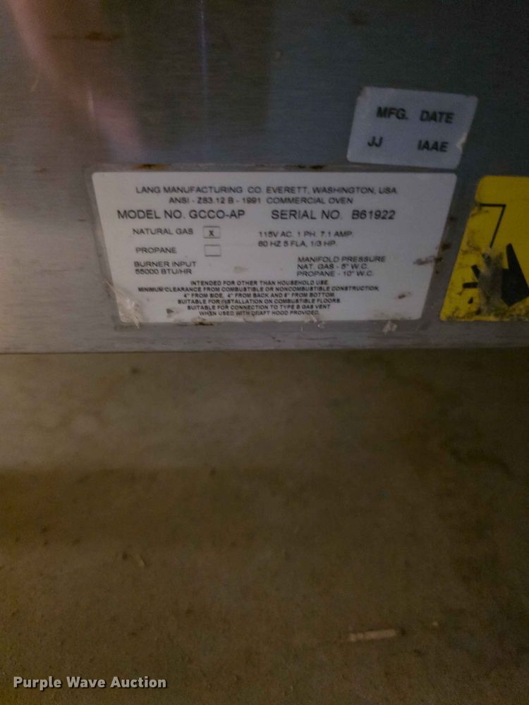 image for item EV2223 (2)Lang GCCOAP ovens