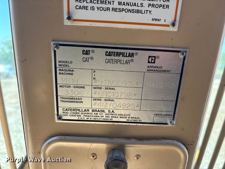 image for item EV2973 1999 Caterpillar 140H motor grader