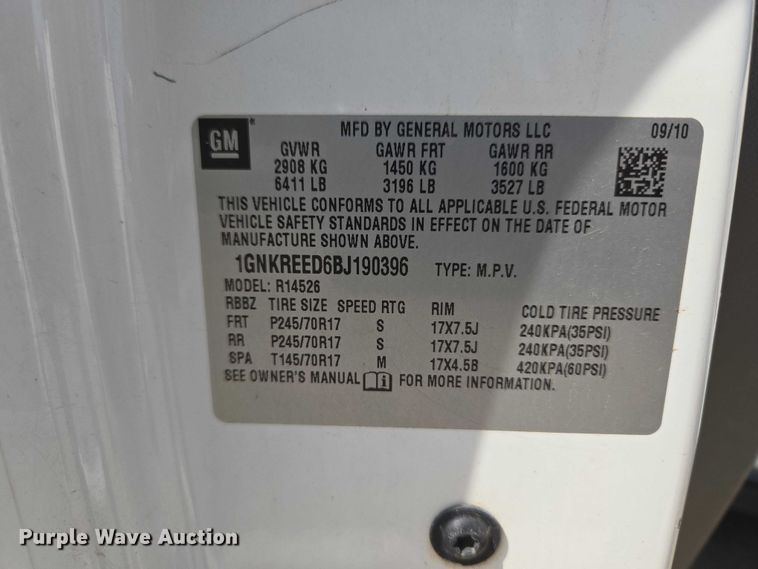 image for item EW0159 2011 Chevrolet Traverse SUV
