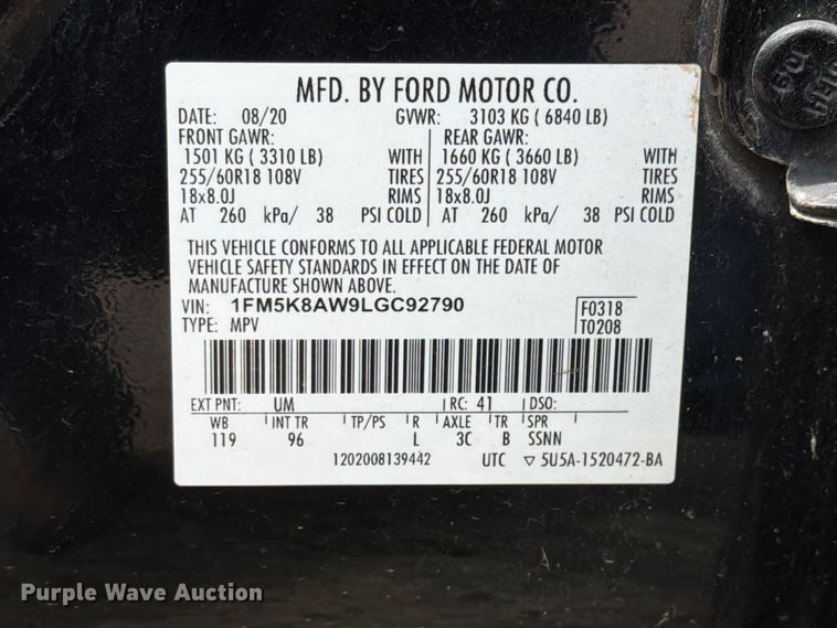 image for item EX4504 2020 Ford Explorer Police Interceptor SUV