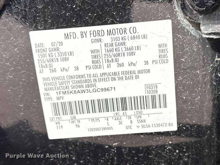 image for item EX4509 2020 Ford Explorer Police Interceptor SUV