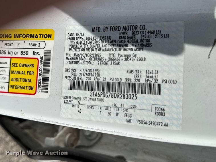 image for item EX4510 2013 Ford Fusion 