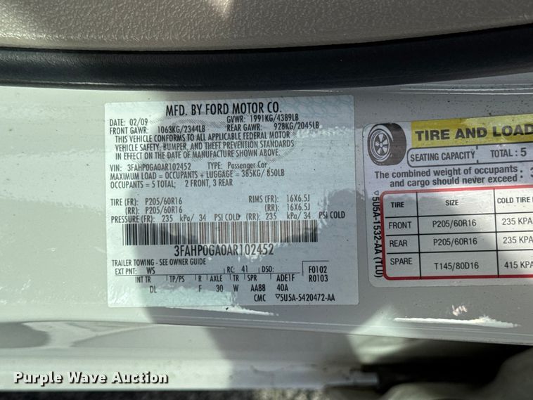image for item EX4512 2010 Ford Fusion 