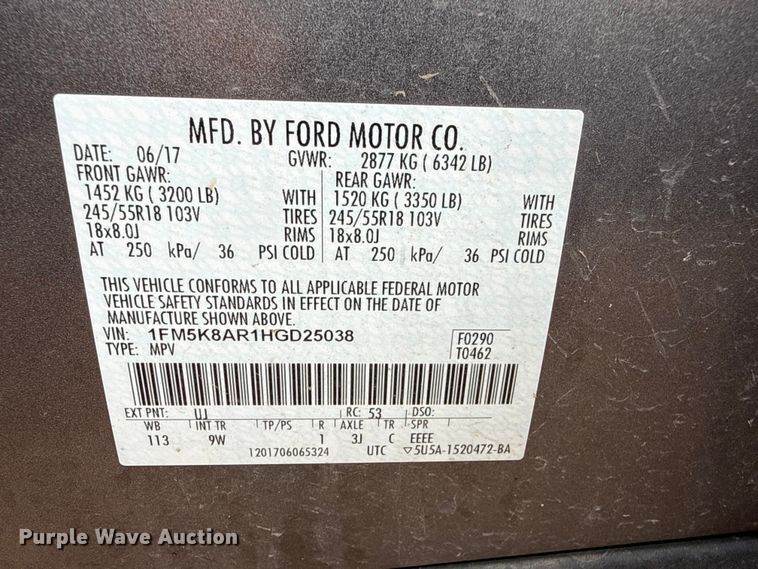 image for item FB6662 2017 Ford Explorer Police SUV
