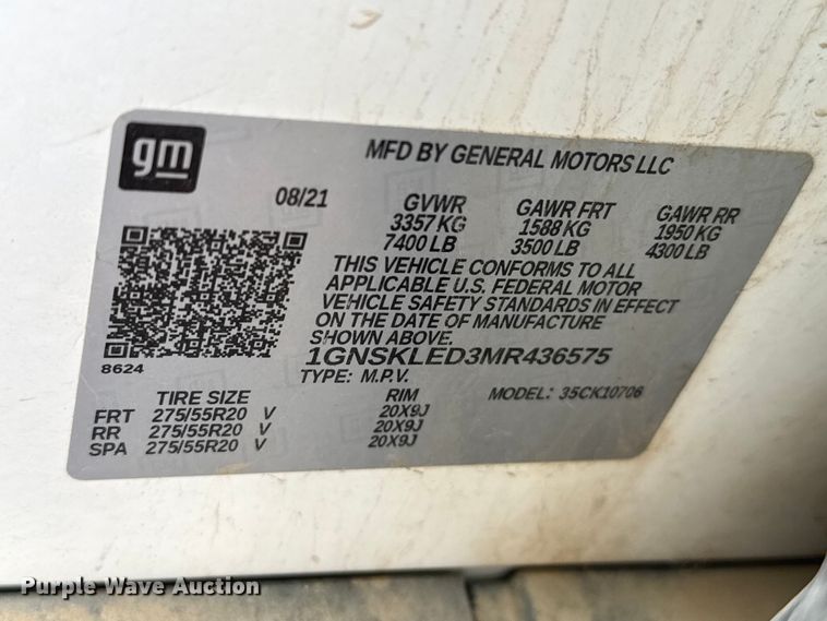 image for item FB6665 2021 Chevrolet Tahoe SUV