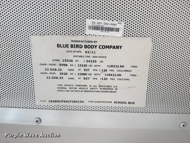 image for item FB6671 2012 Blue Bird school bus