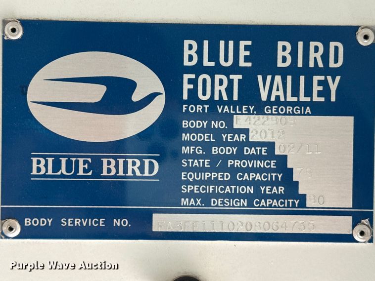 image for item FB6671 2012 Blue Bird school bus