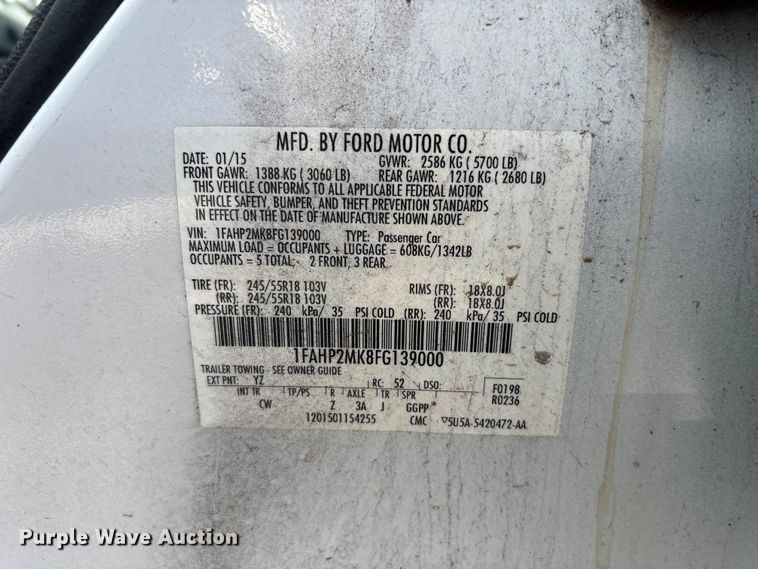 image for item FB8753 2015 Ford Taurus Police Interceptor 