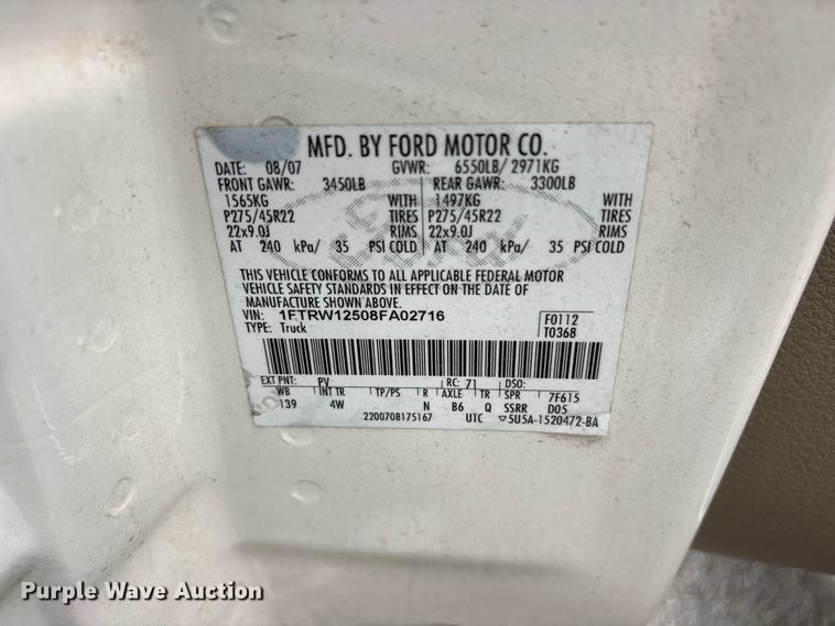 image for item FB8754 2008 Ford F150 Crew Cab pickup truck