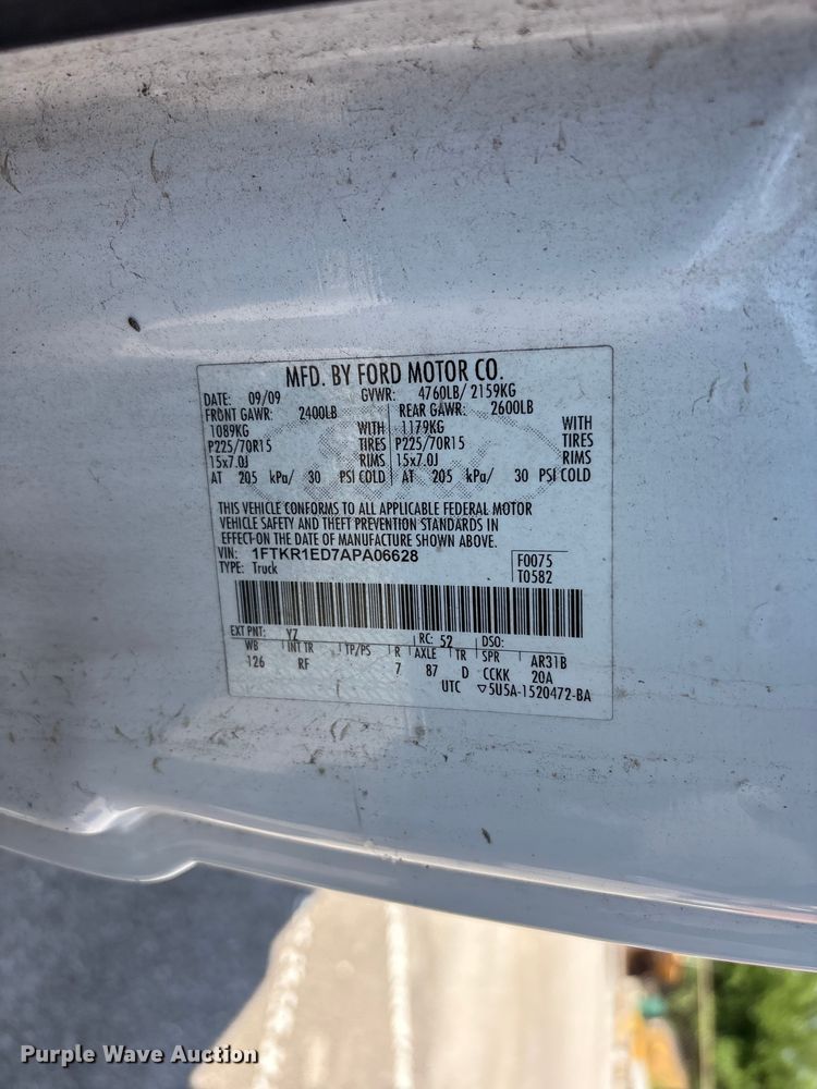 image for item FB8759 2010 Ford Ranger Ext. Cab pickup truck