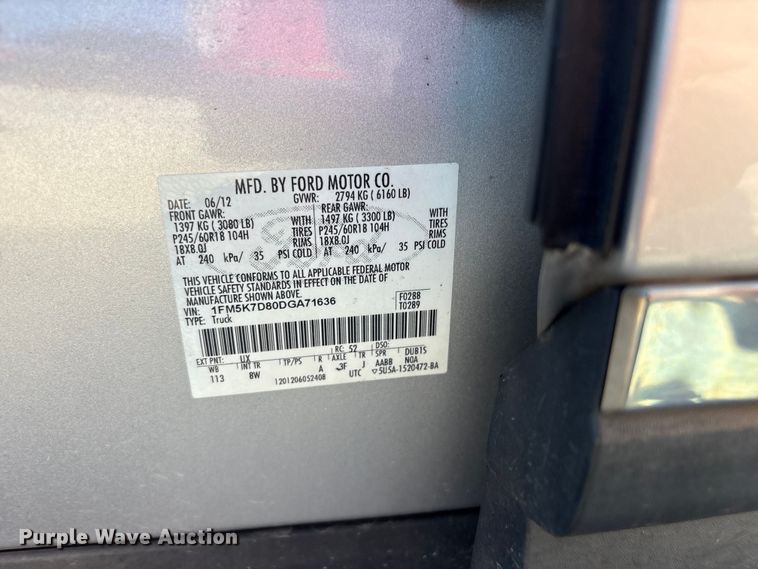 image for item FB8776 2013 Ford Explorer SUV