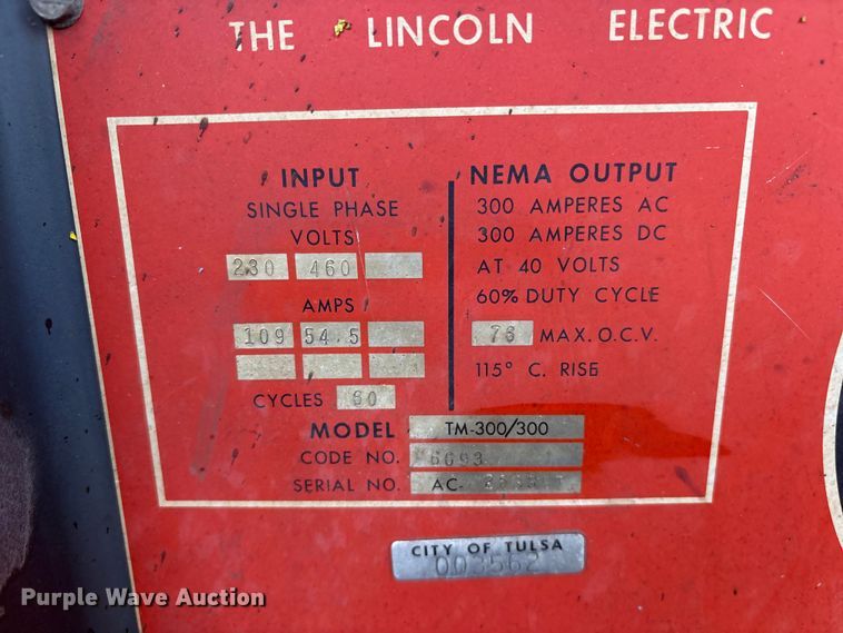 image for item FB8797 Lincoln TM-300/300 welder