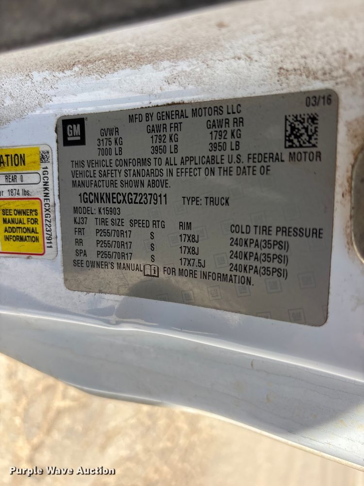 image for item FC2292 2016 Chevrolet Silverado 1500 pickup truck