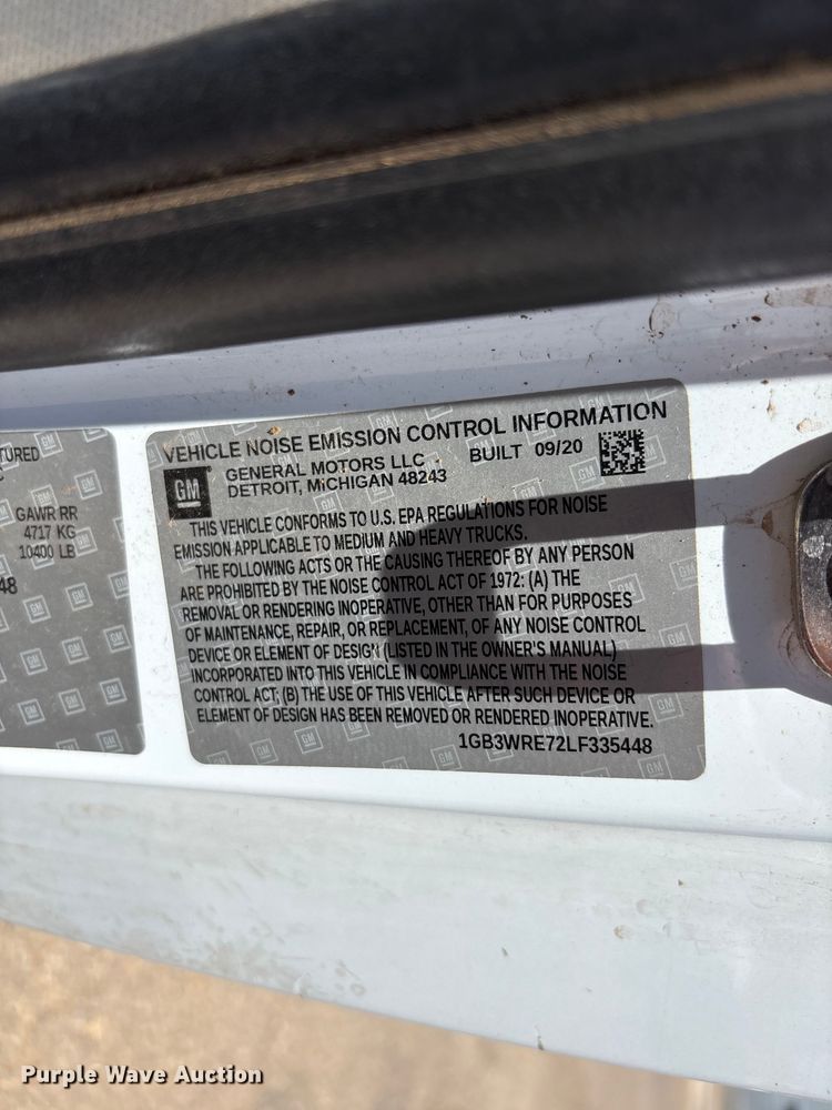 image for item FC2293 2020 Chevrolet Silverado 3500HD pickup truck cab and chassis