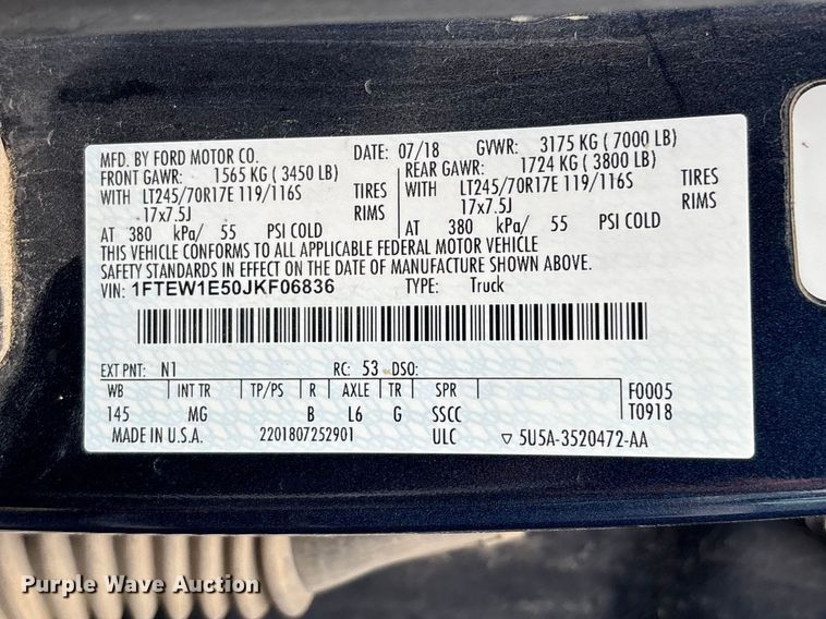 image for item FC5767 2018 Ford F150 XLT Crew Cab pickup truck