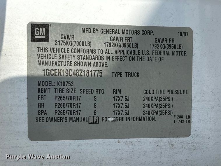 image for item FC5891 2008 Chevrolet Silverado 1500 Ext. Cab pickup truck