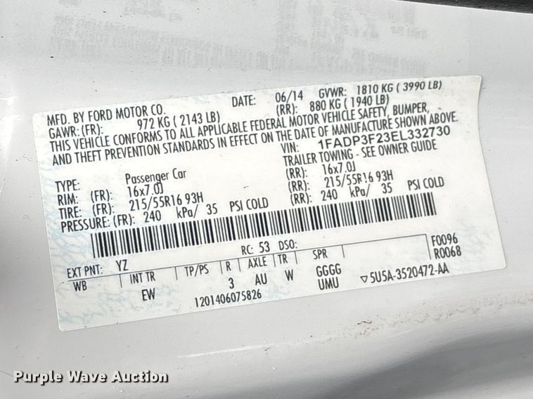 image for item FG0376 2014 Ford Focus 