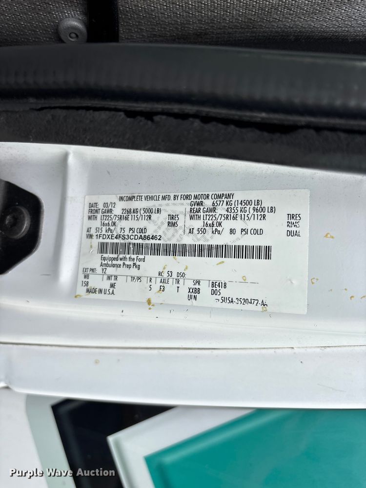 image for item FG0393 2012 Ford Econoline ambulance