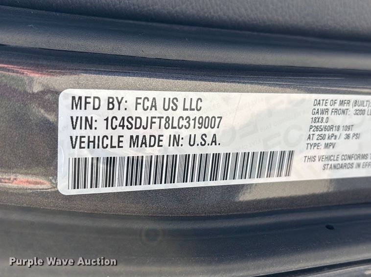 image for item FG0434 2020 Dodge Durango SSV SUV