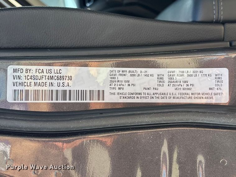 image for item FG0435 2021 Dodge Durango SSV SUV