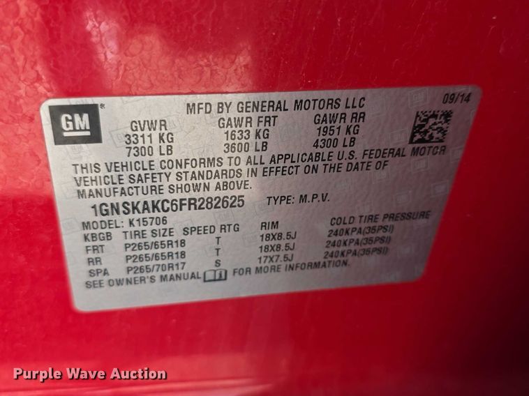 image for item FH6018 2015 Chevrolet Tahoe SUV