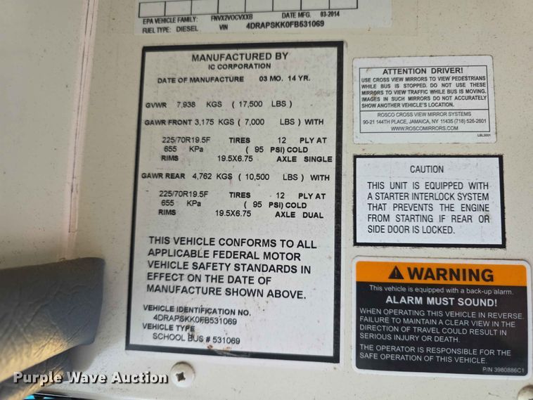 image for item FH6066 2015 IC BE school bus