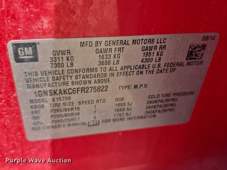 image for item FH6082 2015 Chevrolet Tahoe SUV
