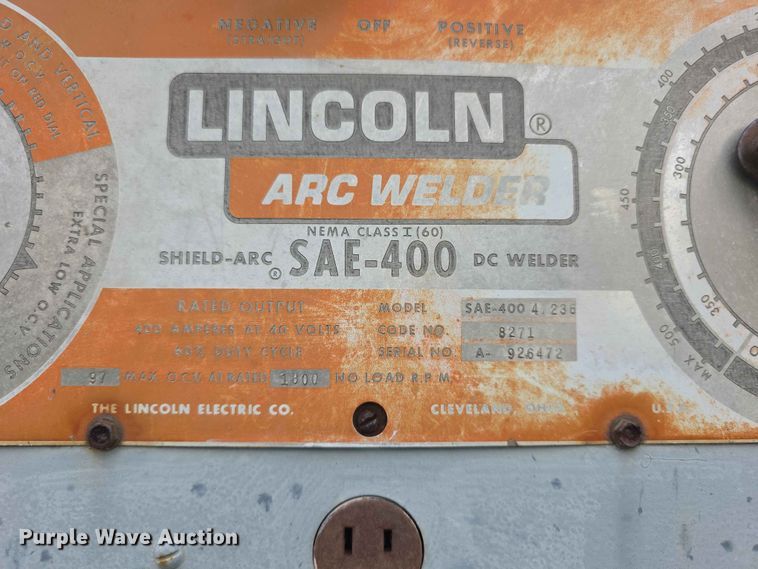 image for item FH6120 1980 Lincoln Shield Arc SAE 409  welder
