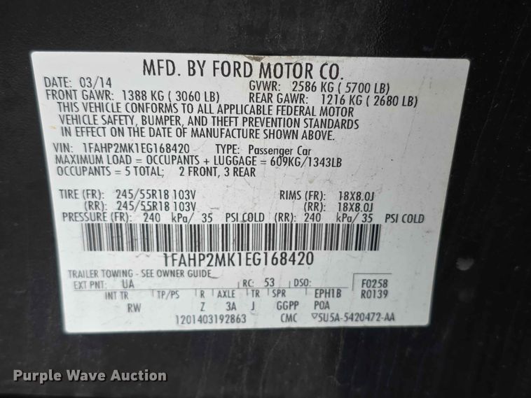 image for item FH6124 2014 Ford  Taurus Police Interceptor  