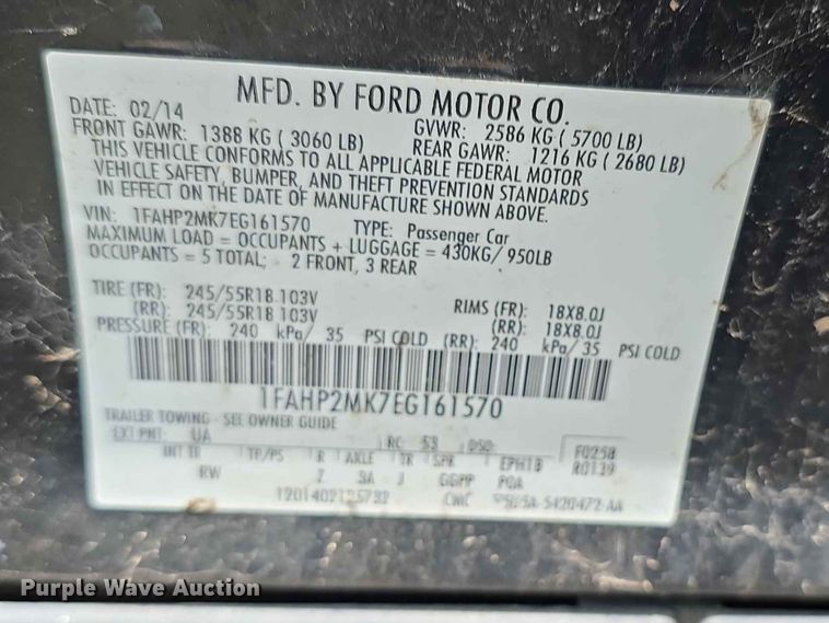 image for item FH6129 2014 Ford Taurus Police Interceptor 
