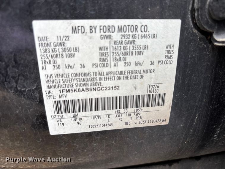image for item FH6134 2022 Ford Explorer Police Interceptor SUV